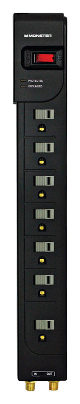 Monster Just Power It Up 6 ft. L 7 outlets Surge Protector Black