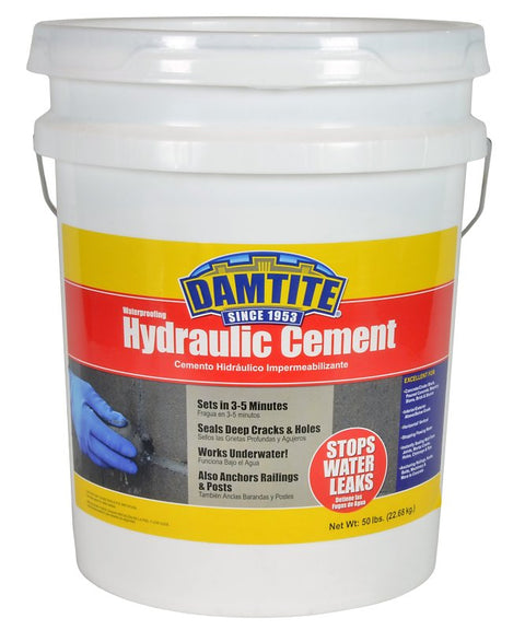 Damtite 07502 Hydraulic Cement, Gray, Powder, 50 lb Pail