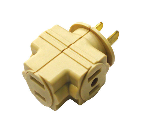 Ace Polarized Triple Outlet Adapter Ivory 15 amps 125 volts 1 pk