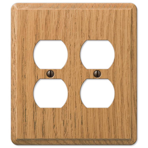 Amerelle Contemporary Light Brown 2 gang Oak Wood Duplex Wall Plate 1 pk