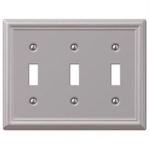 Amerelle Chelsea Brushed Nickel 3 gang Stamped Steel Toggle Wall Plate 1 pk