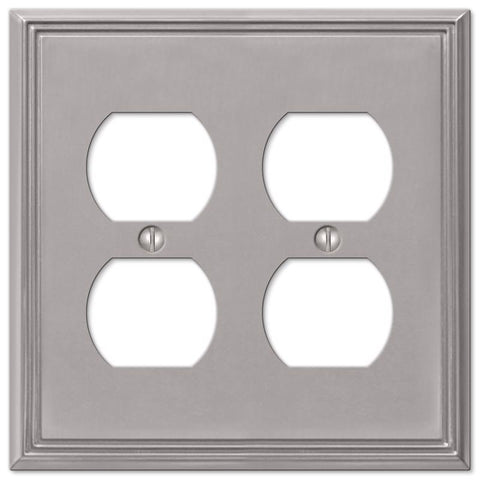 Amerelle Metro Brushed Nickel 2 gang Die-Cast Metal Duplex Wall Plate 1 pk