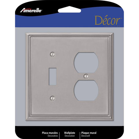 Amerelle Metro Brushed Nickel 2 gang Die-Cast Metal Toggle Wall Plate 1 pk