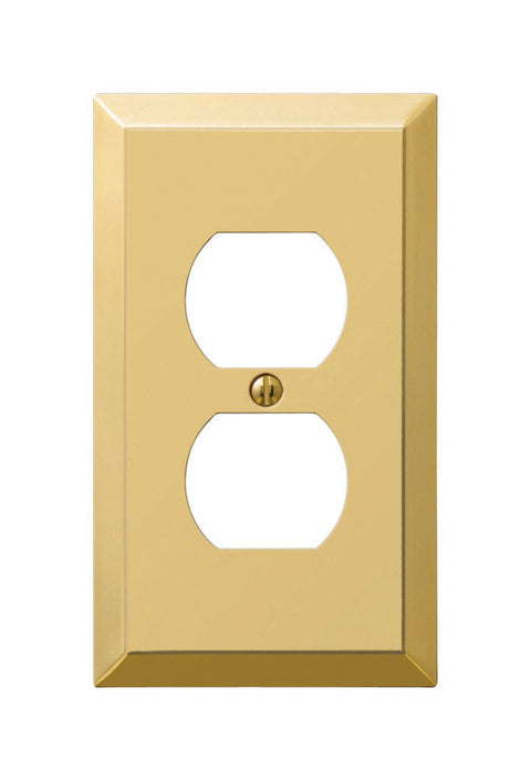 Amerelle 1 gang Polished Brass Stamped Steel Duplex Outlet Wall Plate 1 pk