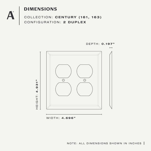 Amerelle Century Brushed Nickel 2 gang Stamped Steel Duplex Wall Plate 1 pk