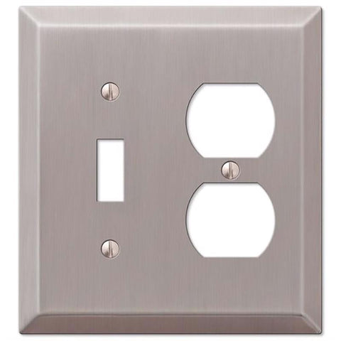 Amerelle Century Brushed Nickel 2 gang Stamped Steel Duplex/Toggle Wall Plate 1 pk