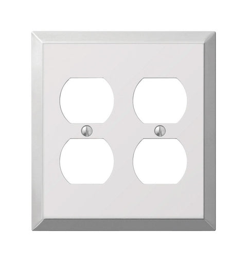 Amerelle 2 gang Polished Chrome Stamped Steel Duplex Outlet Wall Plate 1 pk