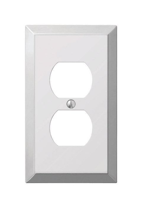 Amerelle 1 gang Polished Chrome Stamped Steel Duplex Outlet Wall Plate 1 pk
