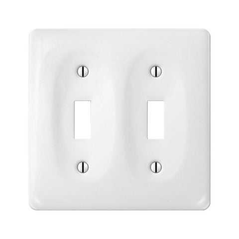 Amerelle Allena 2 gang White Ceramic Toggle Wall Plate 1 pk