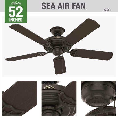 Hunter Sea Air 52 in. New Bronze Brown Outdoor Ceiling Fan