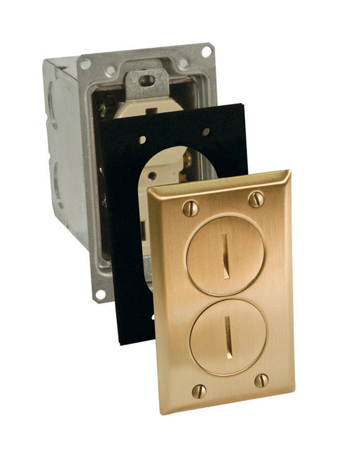 Raco 3-1/4 in. H Rectangle 1 Gang Floor Box 1/2 in. Brass Steel