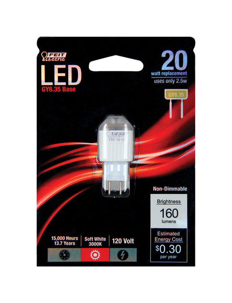 FEIT Electric LED Bulb 2.5 watts 160 lumens 3000 K Specialty GY6.4 Soft White 20 watts equivale