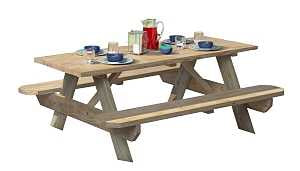 UFP 106116 Picnic Table, 27-1/2 in W, 6 ft H, Pine Table, Southern Yellow Table