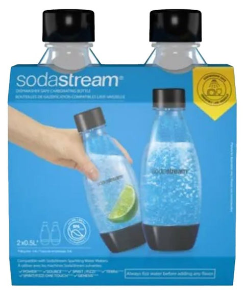 Sodastream 1748261010 Carbonator Bottle, 0.5 L Capacity, Plastic, White, Pack of 2