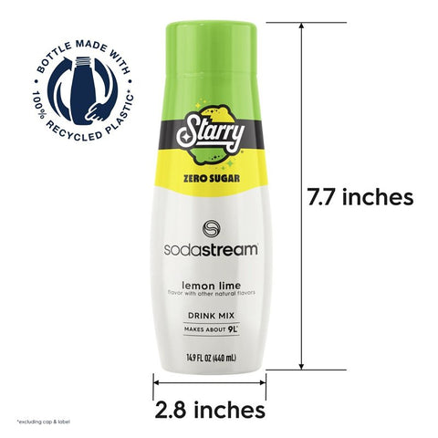 Sodastream Starry 1924226011 Zero-Sugar Soda Drink Mix, Water, Lemon Lime, 14.9 fl-oz Bottle