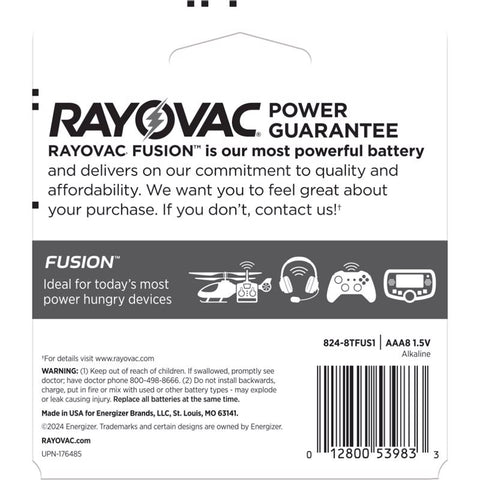 Rayovac Fusion AAA Alkaline Batteries 8 pk Carded