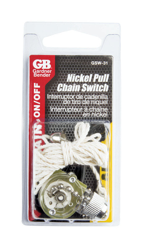 Gardner Bender Nickel 6 amps Pull-Chain Switch SPST