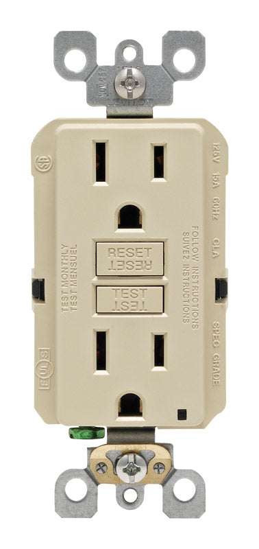 Leviton GFCI Receptacle 15 amps 5-15R 125 volts Ivory