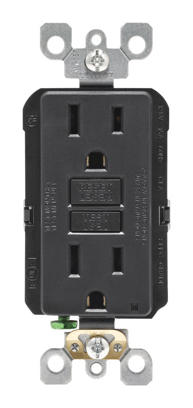Leviton GFCI Receptacle 15 amps 1-15R 125 volts Black