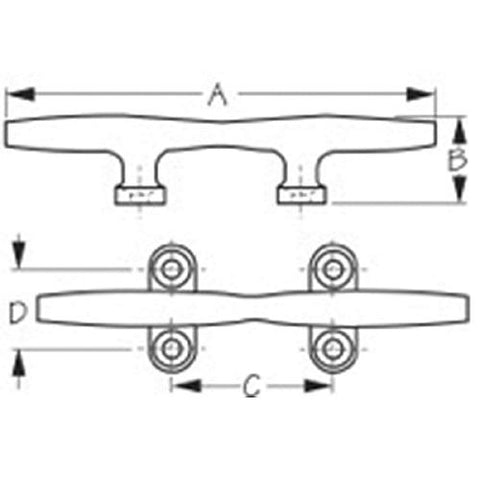 Sea-Dog 041712 Heavy Duty Stainless Steel Open Base Cleat, 12"