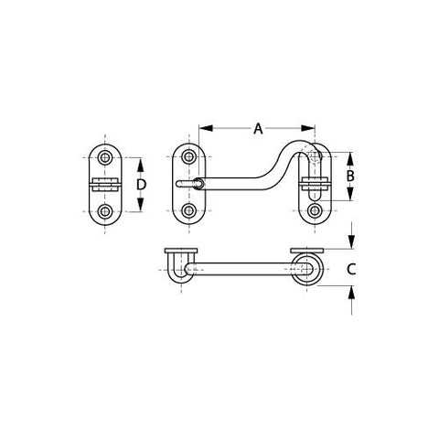 Door Hook SS 3-1/4" w/Staples