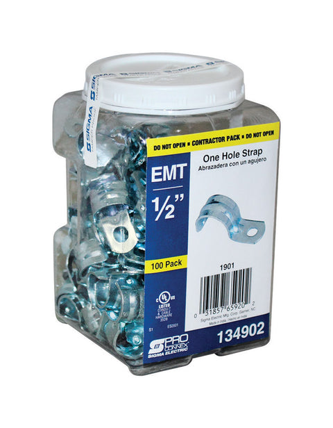 Sigma 1/2 in. Dia. Steel Rigid 1 Hole Strap EMT 100 pk
