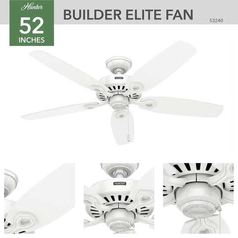 Hunter Builder 52 in. Snow White White Indoor Ceiling Fan