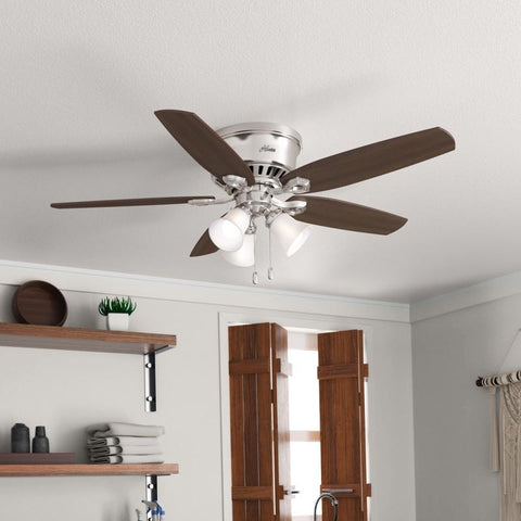 Hunter Builder 52 in. Brushed Nickel Brown Incandescent Indoor Ceiling Fan