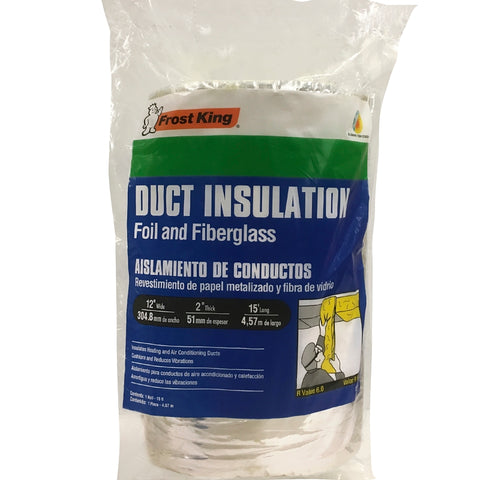 Frost King SP55/6 Duct Wrap, 15 ft L, 12 in W, Fiberglass, Silver