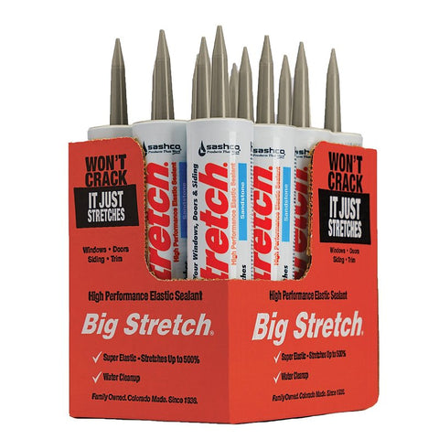 Big Stretch 10080 Elastomeric Sealant, Sandstone, 4 to 5 days Curing, 40 to 120 deg F, 10.5 oz, Pack of 12