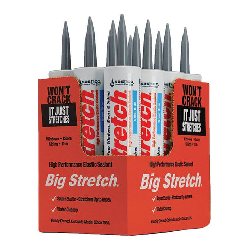 Big Stretch 10082 Elastomeric Sealant, Steel Blue, 4 to 5 days Curing, 40 to 120 deg F, 10.5 oz, Pack of 12