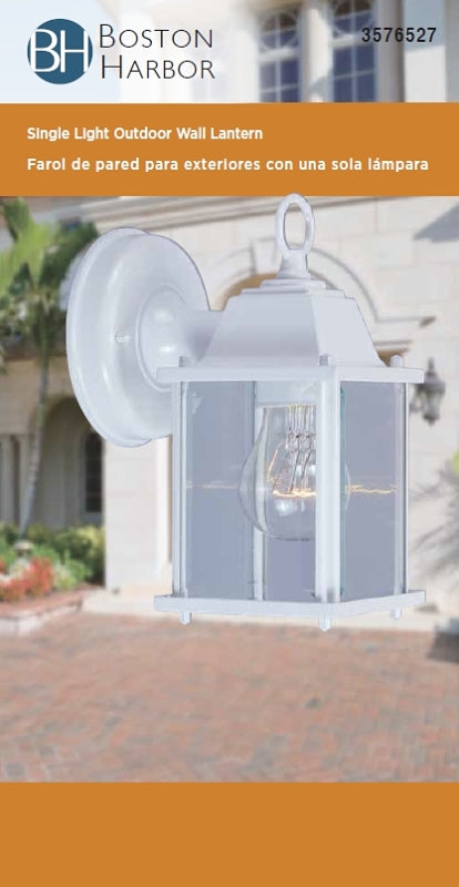 Boston Harbor AL1037-4-3L Outdoor Lantern, 120 V, 60 W, CFL Lamp, Aluminum Fixture, White