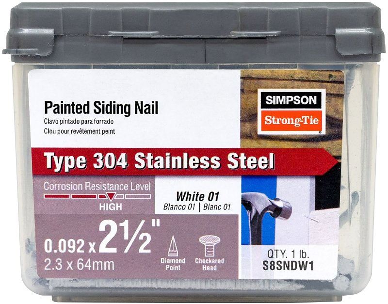 Simpson Strong-Tie S8SNDW1 Siding Nail, 8D, 2-1/2 in L, Stainless Stee ...