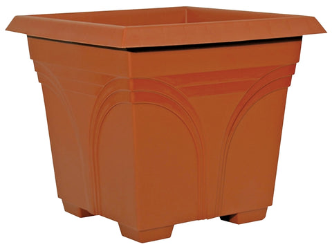 Southern Patio DP1510TC Deck Planter, 13.08 in H, 14.88 in W, 14.88 in D, Square, Plastic, Terracotta
