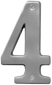 Hy-Ko Prestige Series BR-51SN/4 House Number, Character: 4, 5 in H Character, Nickel Character, Brass, Pack of 3