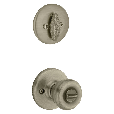 Kwikset 690T 5CP6ALRCSK6 Combination Lockset, Knob Handle, Tylo Design, Antique Brass, 3 Grade
