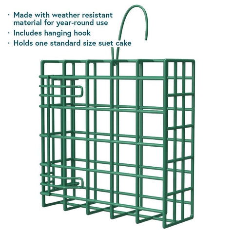 Audubon Park 12331 Suet Basket, Grid, 4 oz, Metal, Green, 5-3/4 in H