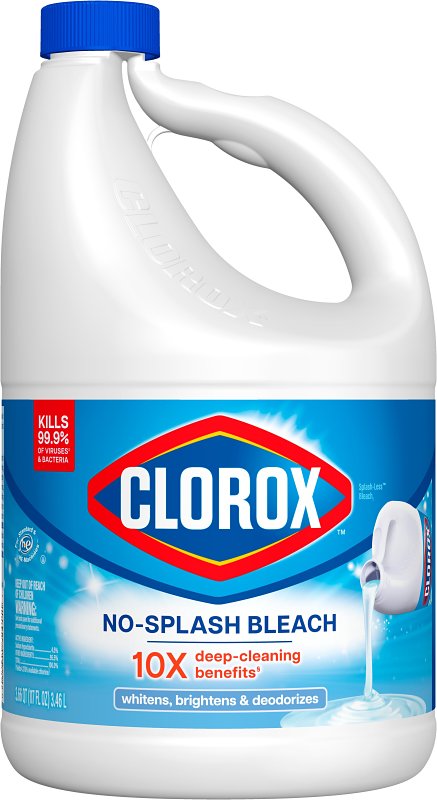 Clorox Splash-Less 32411 Concentrated Bleach, 117 oz, Liquid, Regular, Pack of 3