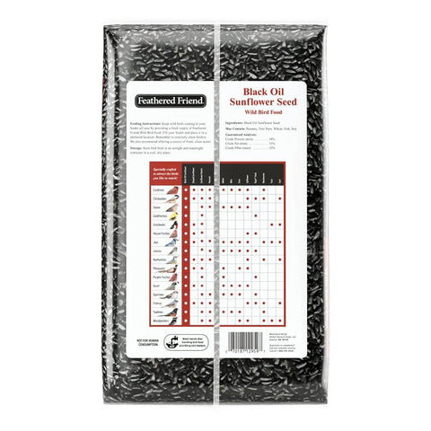 Feathered Friend 14416 Black Oil Sunflower Seed Wild Bird Food, Straight, Seed, 5 lb Bag