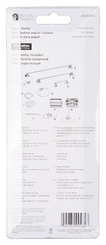 Boston Harbor PBC0003-3L Paper Roller, Plastic, Chrome, Wall