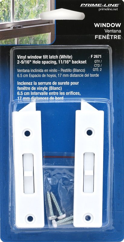 Prime-Line F 2671 Tilt Latch, Plastic, 1/PR, Includes: (1) Left Hand Latch, (1) Right Hand Latch, Fastener, Pack of 6