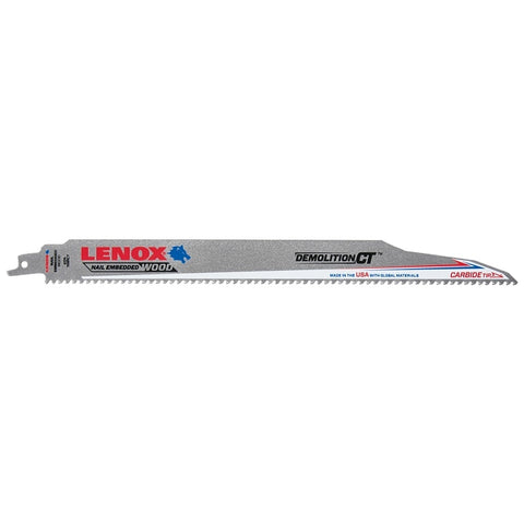 Lenox 1832146 Series Reciprocating Saw Blade, Applicable Materials: Wood, 1 in W, 12 in L, 6 TPI, Carbide Cutting Edge
