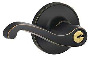 Schlage J Series J54 LAS 716 Entry Lever, Mechanical Lock, Aged Bronze, Metal, Residential, 3 Grade