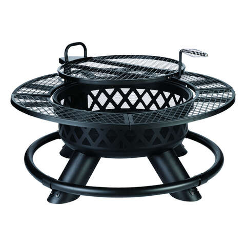 Cugipit Shell Living Accents 47.24 in. W Steel Ranch Round Wood Fire Pit – Shell ...