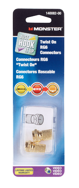 Monster Cable RG6 Twist-On Coaxial Connectors 75 2 pk