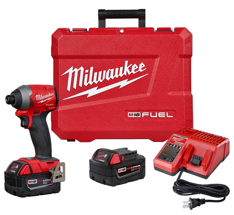 Milwaukee 2853-22 Impact Driver Kit, Battery Included, 18 V, 5 Ah, 1/4 in Drive, Hex Drive, 4300 ipm, 3600 rpm Speed
