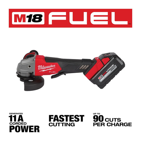 Milwaukee M18 FUEL 2880-22 Angle Grinder Kit, Battery Included, 18 V, 6 Ah, 5/8-11 Spindle, 4-1/2, 5 in Dia Wheel