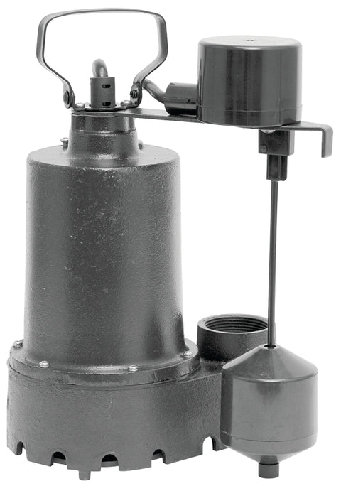 Superior Pump 92541 Sump Pump, 4.9 A, 120 V, 0.5 hp, 1-1/2 in Outlet, 55 gpm, Iron