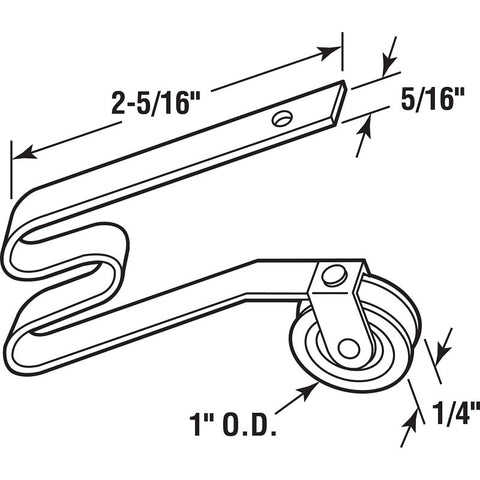 Prime-Line B 640 Adjustable Spring Tension Roller Assembly, 1 in Dia Roller, 1/4 in W Roller, Polyethylene Roller, Steel