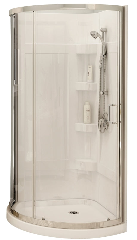 Maax Cyrene 300001-000-001-102 Shower Kit, 34 in L, 34 in W, 76 in H, Acrylic, Chrome, Glue Up Installation, Round